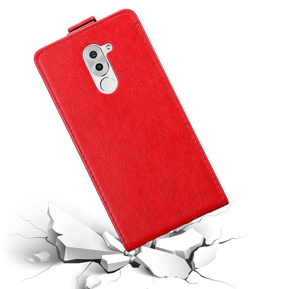 Cadorabo Hülle für Huawei MATE 9 LITE / GR5 2017 / Honor 6X Schutz Hülle in Rot Flip Etui Handyhülle Case Cover