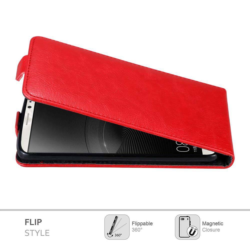 Cadorabo Hülle für Huawei MATE 8 Schutz Hülle in Rot Flip Etui Handyhülle Case Cover