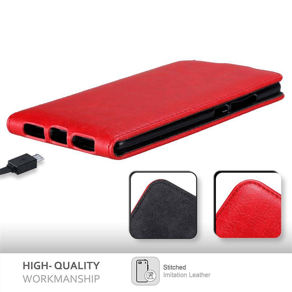 Cadorabo Hülle für Huawei MATE S Schutz Hülle in Rot Flip Etui Handyhülle Case Cover