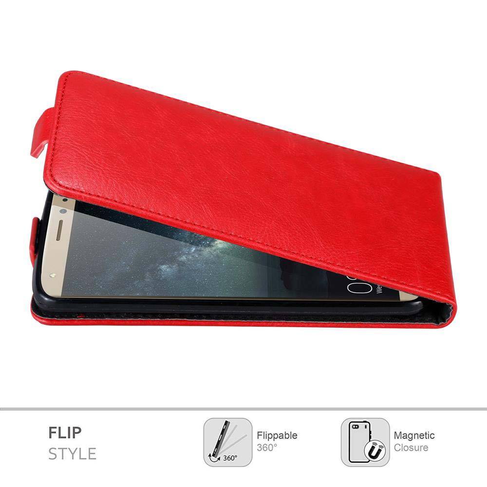 Cadorabo Hülle für Huawei MATE S Schutz Hülle in Rot Flip Etui Handyhülle Case Cover