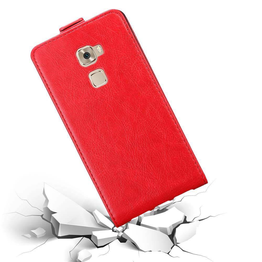 Cadorabo Hülle für Huawei MATE S Schutz Hülle in Rot Flip Etui Handyhülle Case Cover