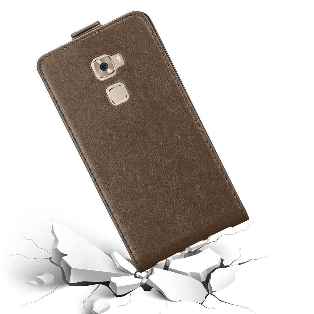 Cadorabo Hülle für Huawei MATE S Schutz Hülle in Braun Flip Etui Handyhülle Case Cover