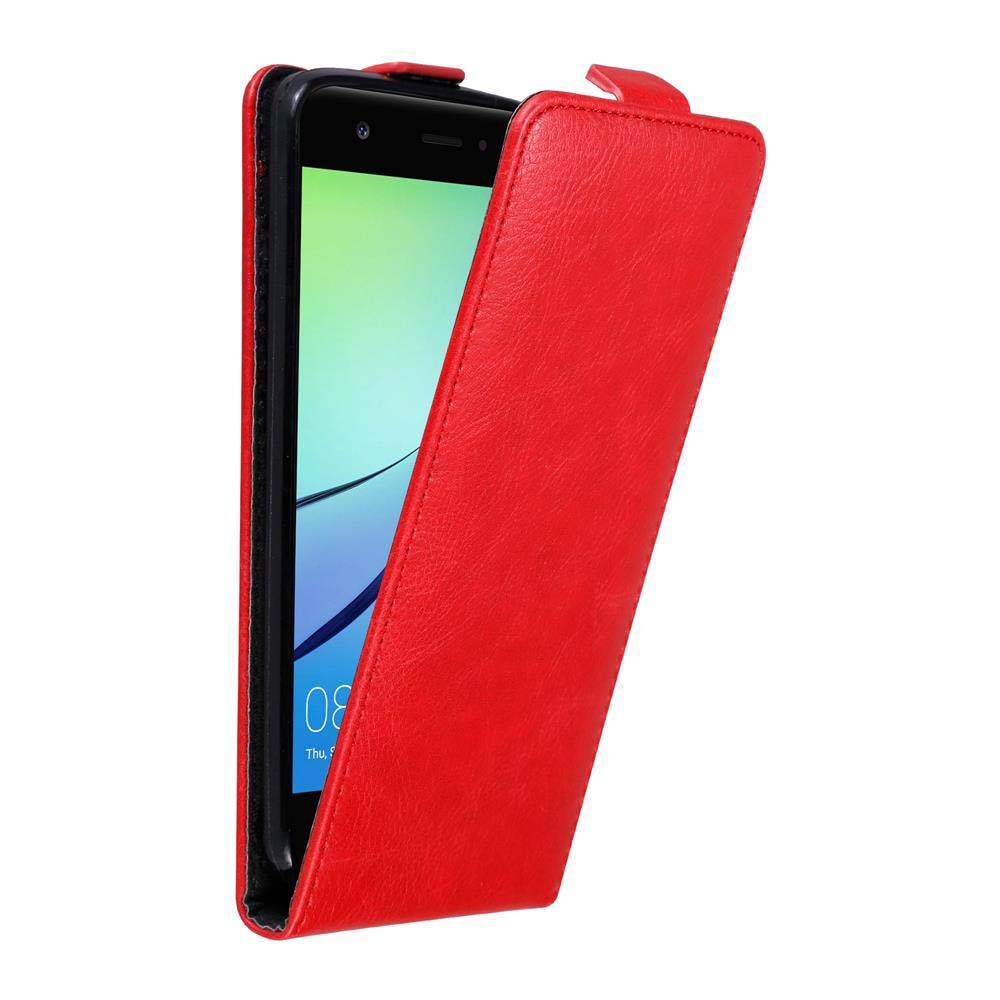 Cadorabo Hülle für Huawei NOVA Schutz Hülle in Rot Flip Etui Handyhülle Case Cover