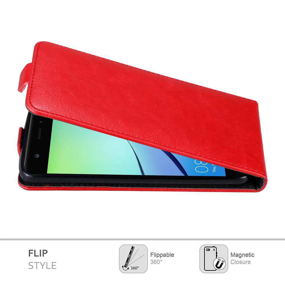Cadorabo Hülle für Huawei NOVA Schutz Hülle in Rot Flip Etui Handyhülle Case Cover