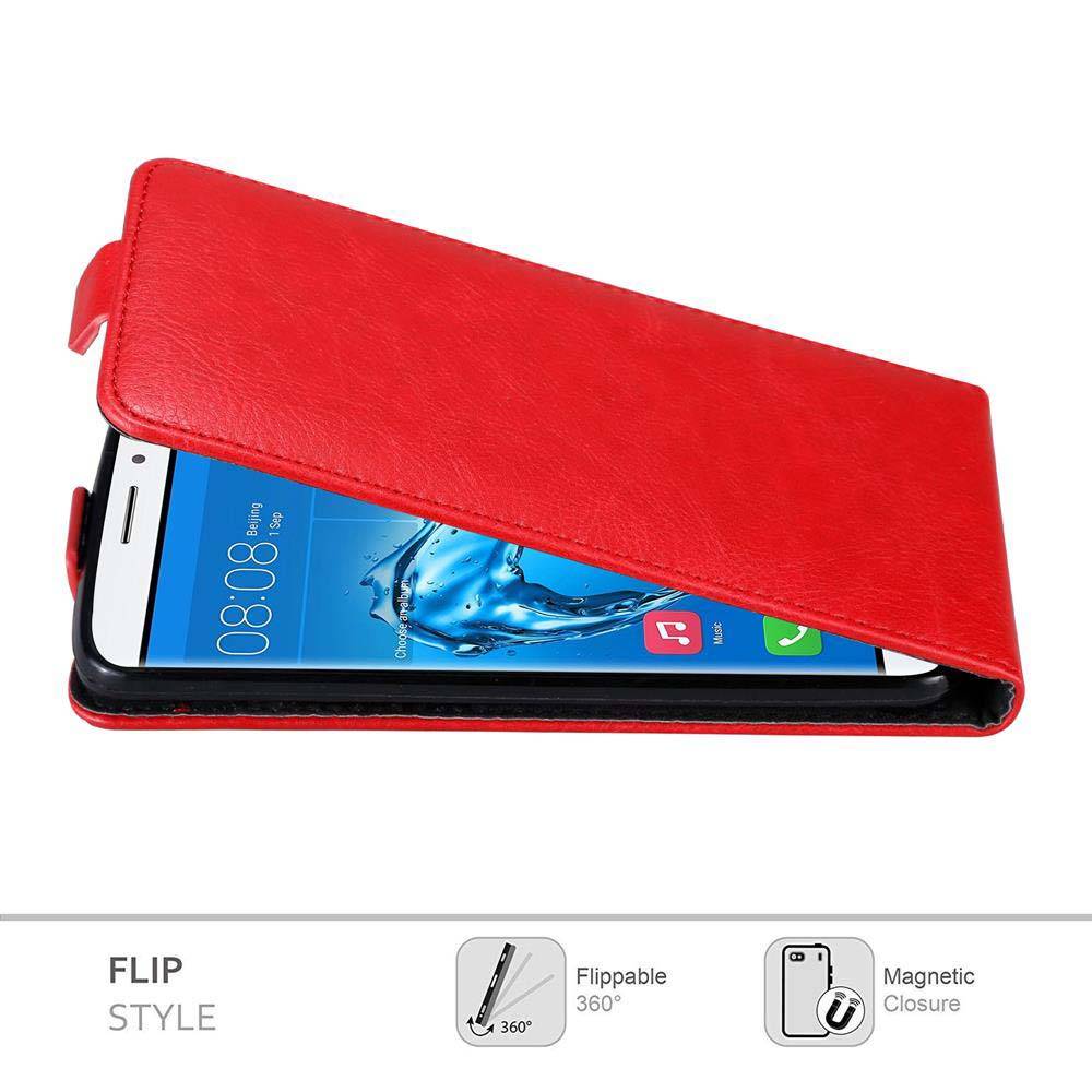 Cadorabo Hülle für Huawei NOVA PLUS Schutz Hülle in Rot Flip Etui Handyhülle Case Cover