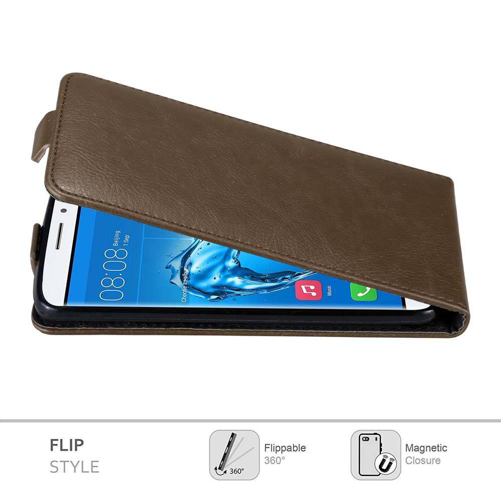 Cadorabo Hülle für Huawei NOVA PLUS Schutz Hülle in Braun Flip Etui Handyhülle Case Cover