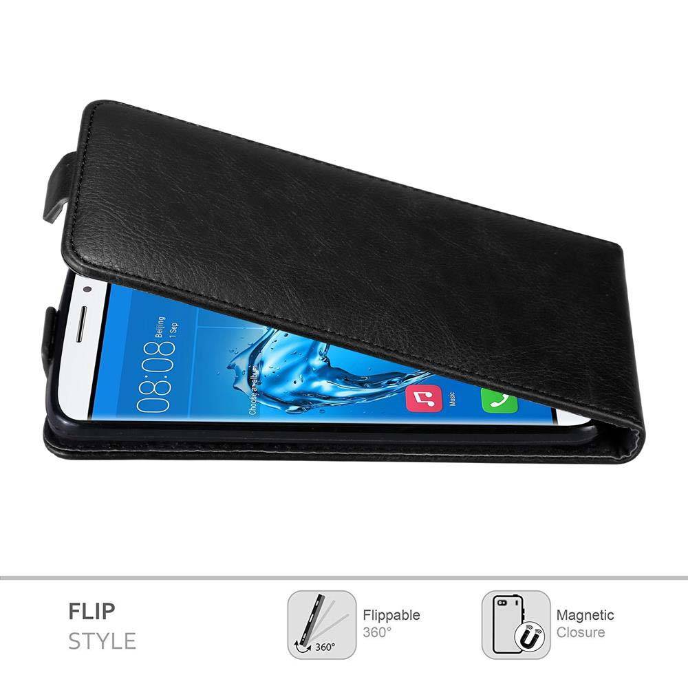 Cadorabo Hülle für Huawei NOVA PLUS Schutz Hülle in Schwarz Flip Etui Handyhülle Case Cover