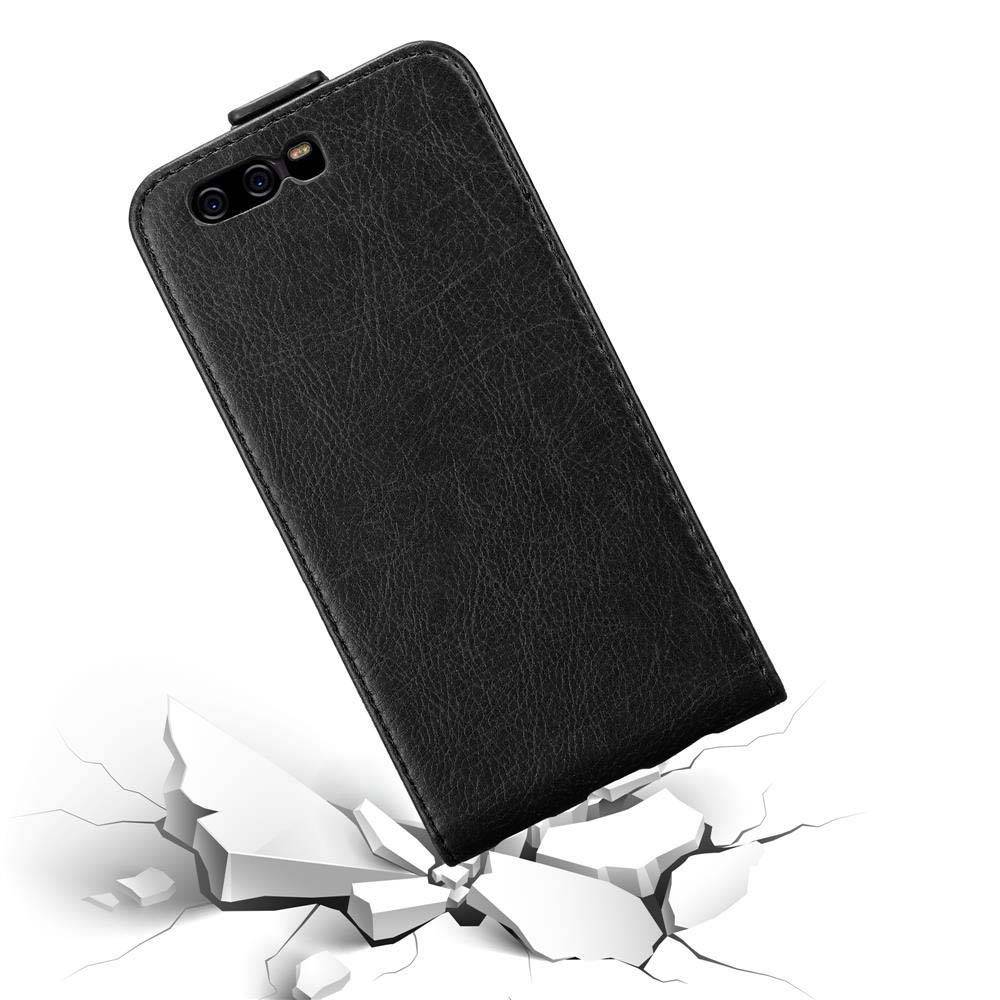 Cadorabo Hülle für Huawei P10 Schutz Hülle in Schwarz Flip Etui Handyhülle Case Cover