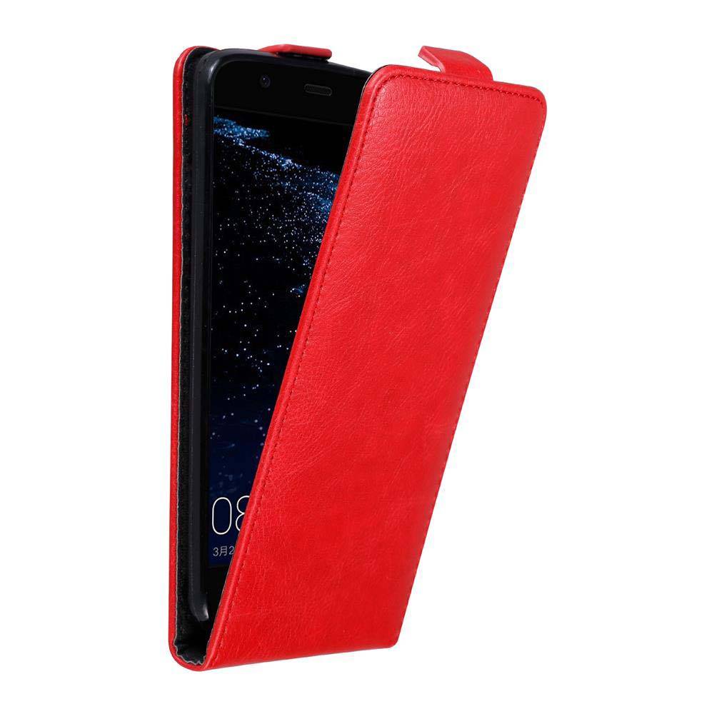Cadorabo Hülle für Huawei P10 LITE Schutz Hülle in Rot Flip Etui Handyhülle Case Cover