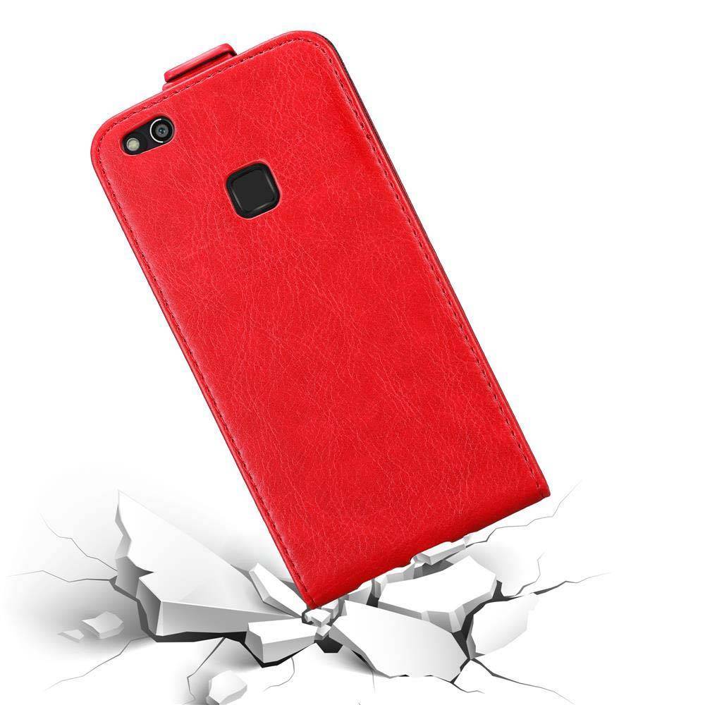 Cadorabo Hülle für Huawei P10 LITE Schutz Hülle in Rot Flip Etui Handyhülle Case Cover
