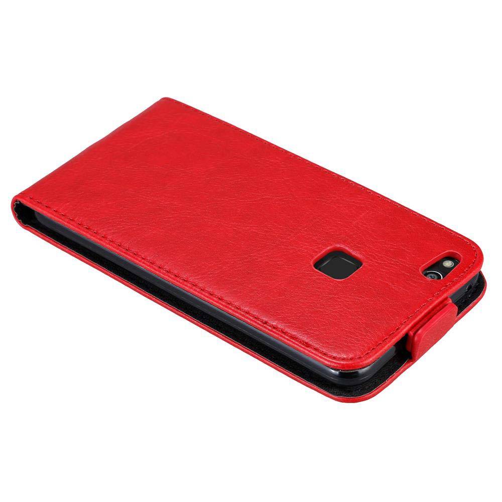 Cadorabo Hülle für Huawei P10 LITE Schutz Hülle in Rot Flip Etui Handyhülle Case Cover