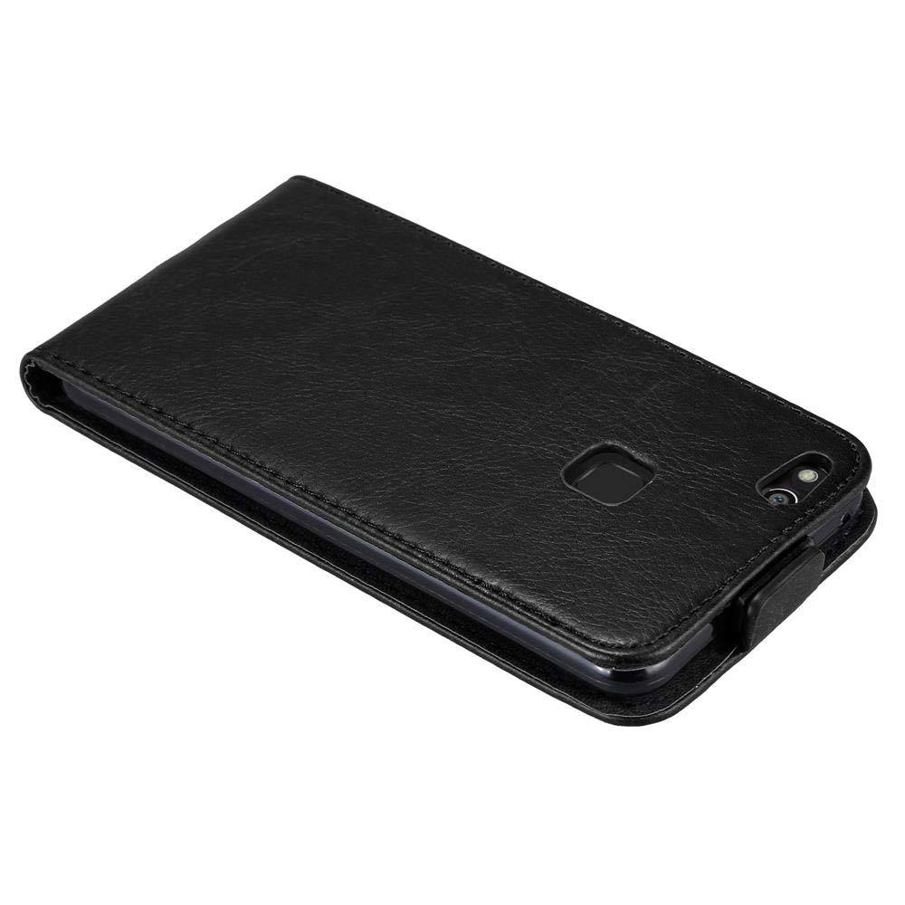 Cadorabo Hülle für Huawei P10 LITE Schutz Hülle in Schwarz Flip Etui Handyhülle Case Cover