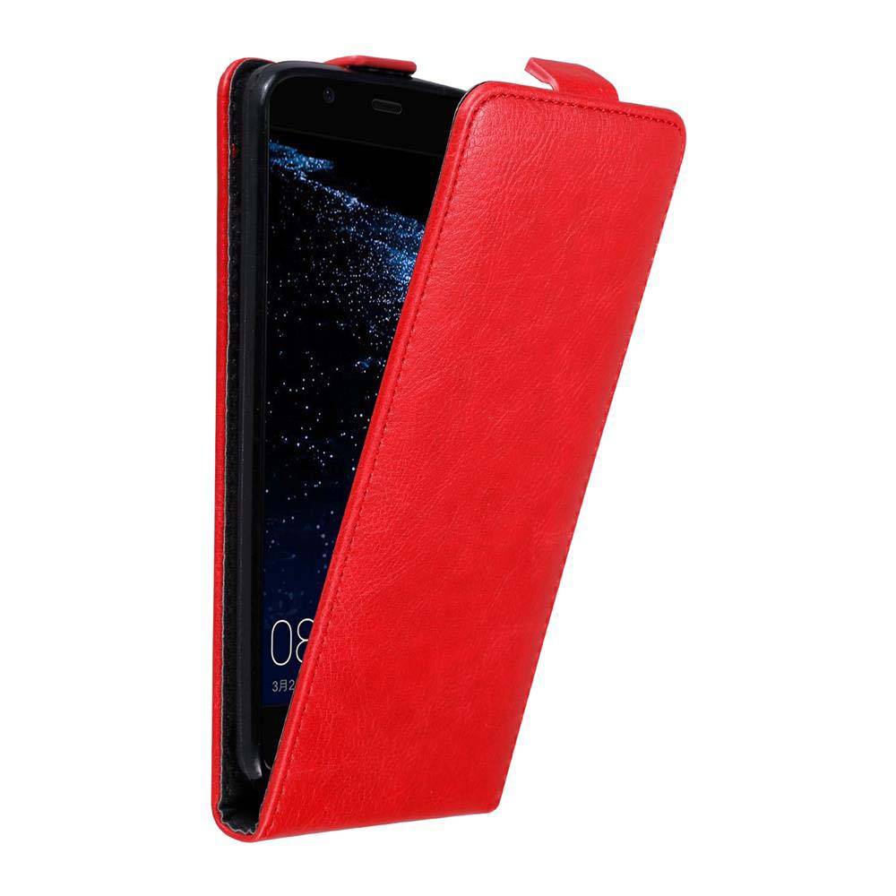 Cadorabo Hülle für Huawei P10 PLUS Schutz Hülle in Rot Flip Etui Handyhülle Case Cover