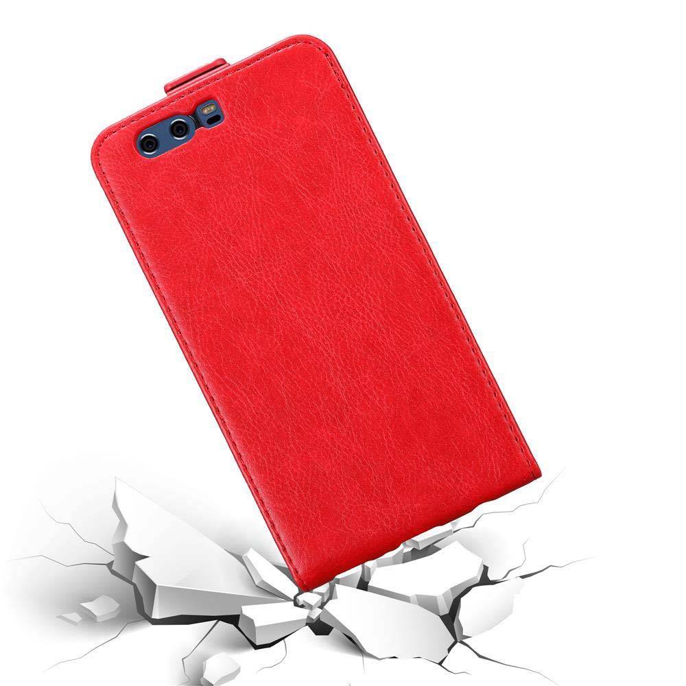 Cadorabo Hülle für Huawei P10 PLUS Schutz Hülle in Rot Flip Etui Handyhülle Case Cover