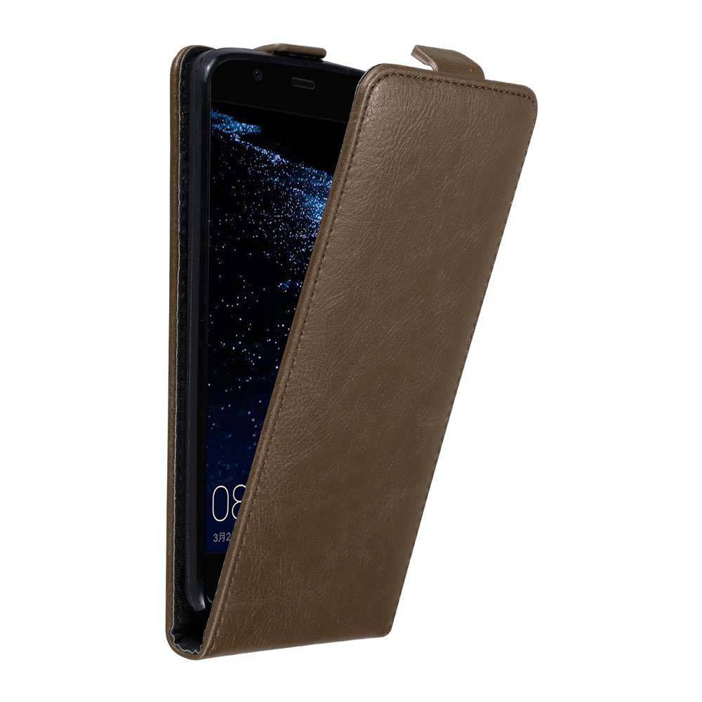 Cadorabo Hülle für Huawei P10 PLUS Schutz Hülle in Braun Flip Etui Handyhülle Case Cover