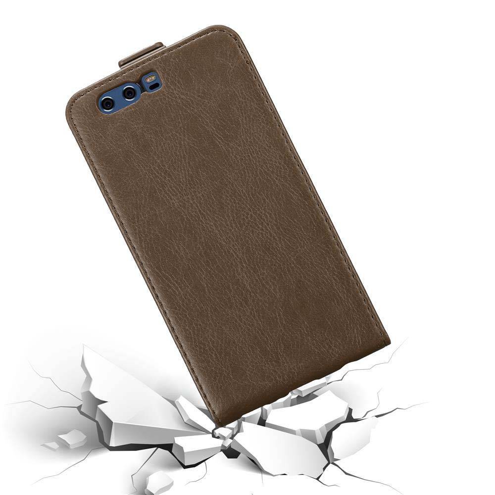 Cadorabo Hülle für Huawei P10 PLUS Schutz Hülle in Braun Flip Etui Handyhülle Case Cover