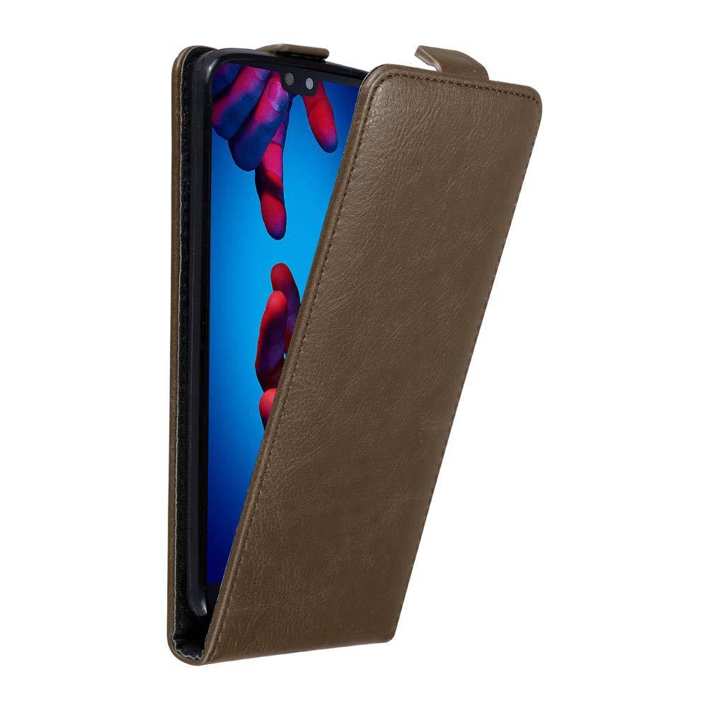 Cadorabo Hülle für Huawei P20 Schutz Hülle in Braun Flip Etui Handyhülle Case Cover