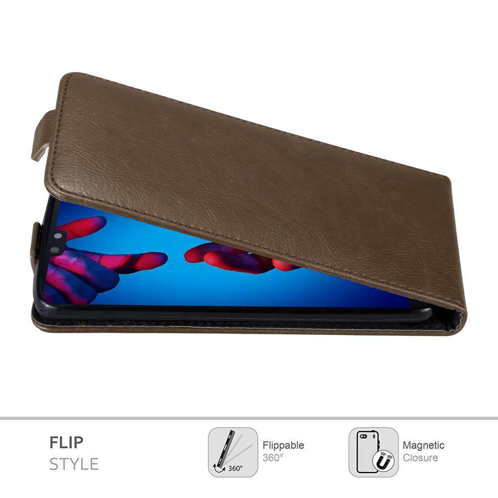 Cadorabo Hülle für Huawei P20 Schutz Hülle in Braun Flip Etui Handyhülle Case Cover