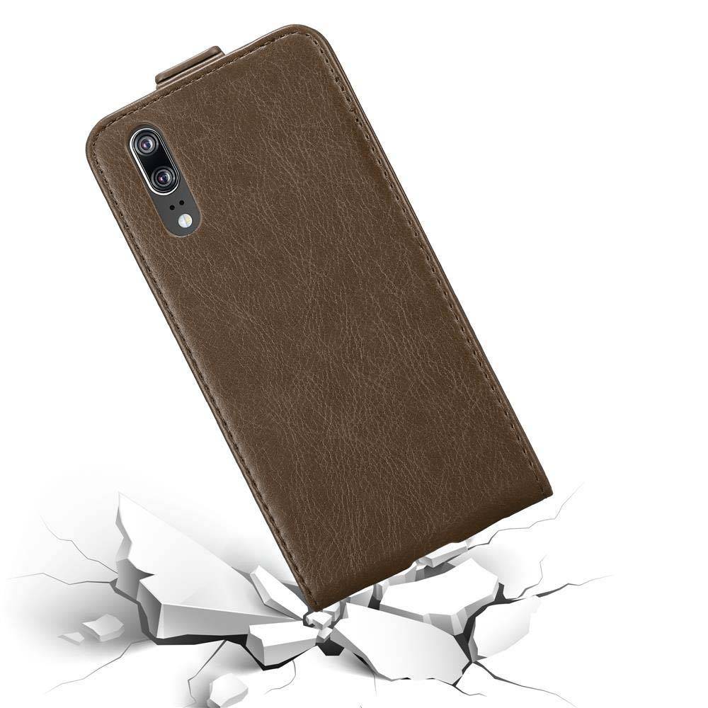 Cadorabo Hülle für Huawei P20 Schutz Hülle in Braun Flip Etui Handyhülle Case Cover