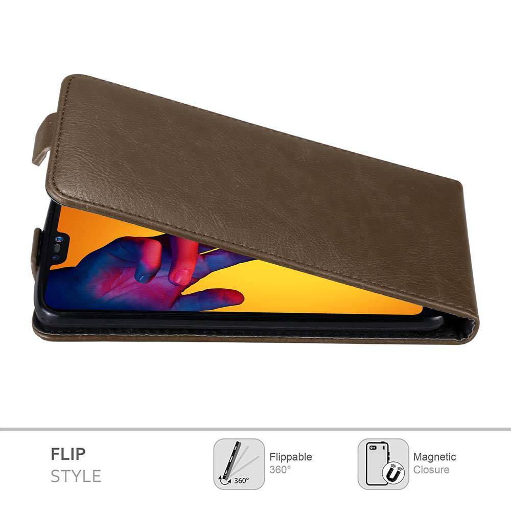 Cadorabo Hülle für Huawei P20 LITE 2018 / NOVA 3E Schutz Hülle in Braun Flip Etui Handyhülle Case Cover