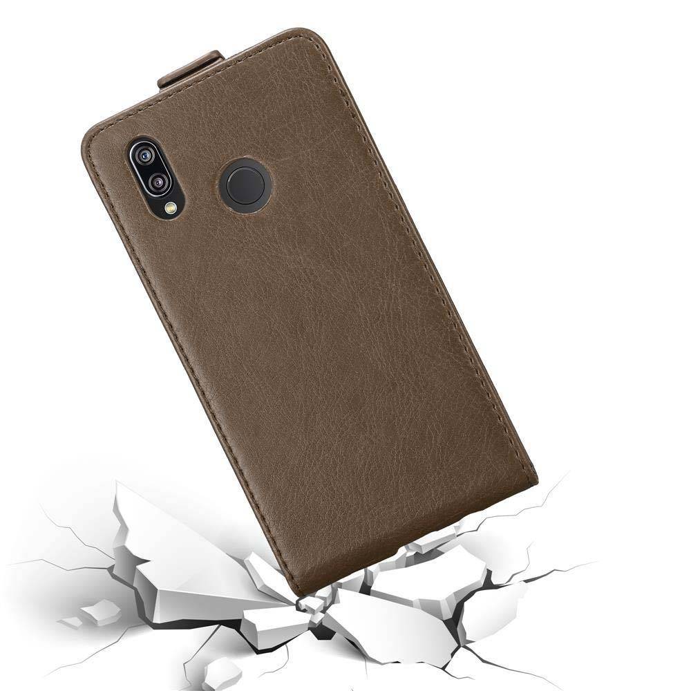 Cadorabo Hülle für Huawei P20 LITE 2018 / NOVA 3E Schutz Hülle in Braun Flip Etui Handyhülle Case Cover