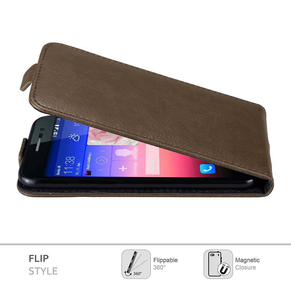 Cadorabo Hülle für Huawei ASCEND P7 Schutz Hülle in Braun Flip Etui Handyhülle Case Cover