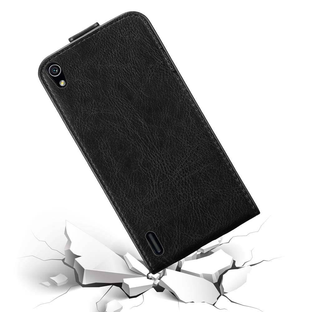 Cadorabo Hülle für Huawei ASCEND P7 Schutz Hülle in Schwarz Flip Etui Handyhülle Case Cover