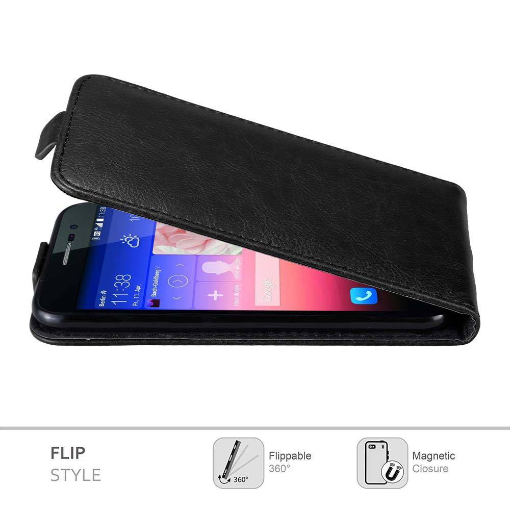 Cadorabo Hülle für Huawei ASCEND P7 Schutz Hülle in Schwarz Flip Etui Handyhülle Case Cover