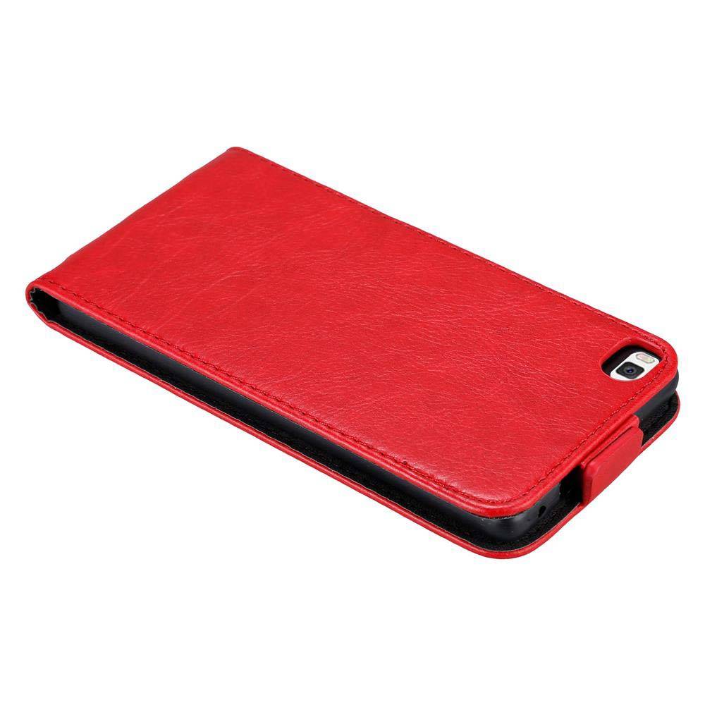 Cadorabo Hülle für Huawei P8 Schutz Hülle in Rot Flip Etui Handyhülle Case Cover