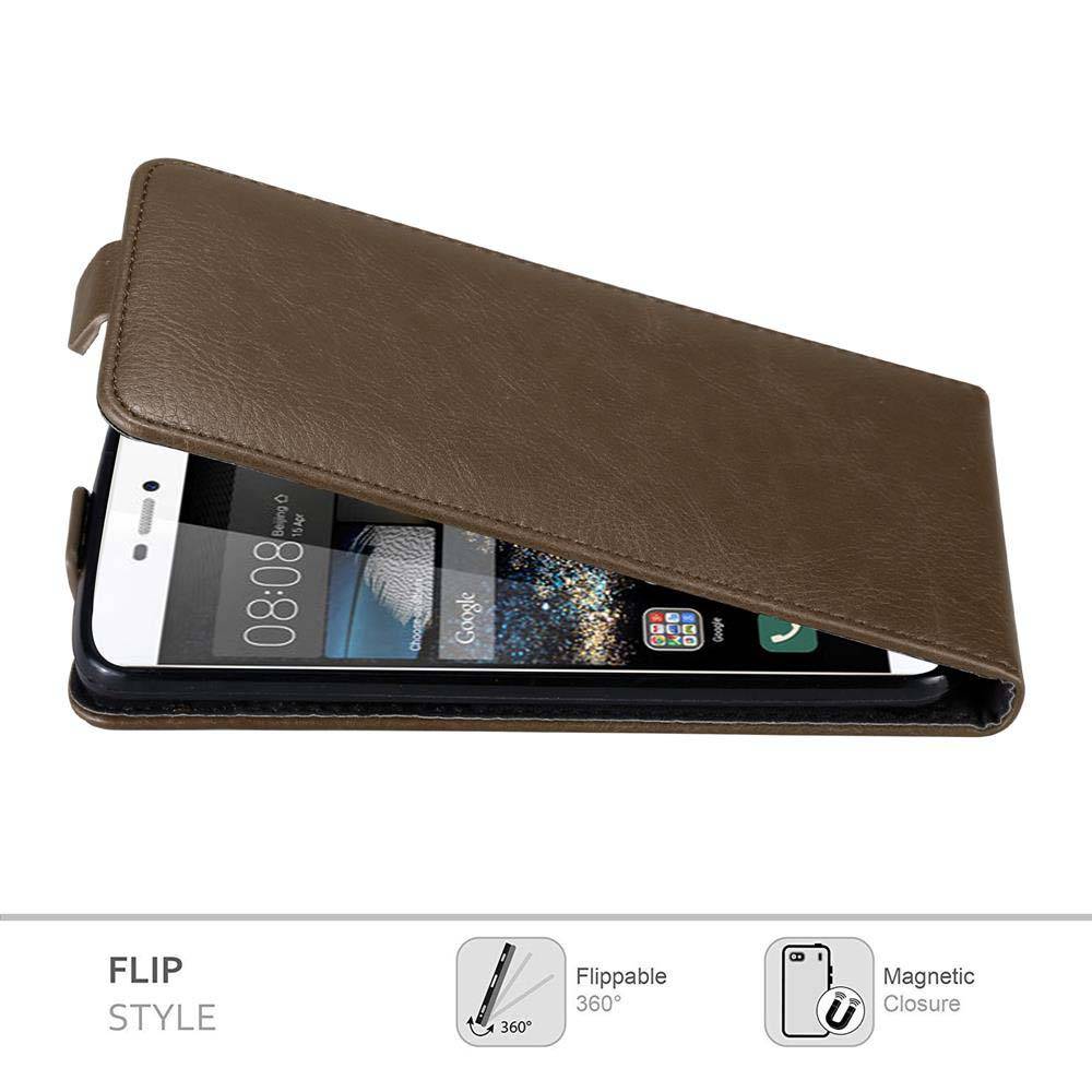 Cadorabo Hülle für Huawei P8 Schutz Hülle in Braun Flip Etui Handyhülle Case Cover