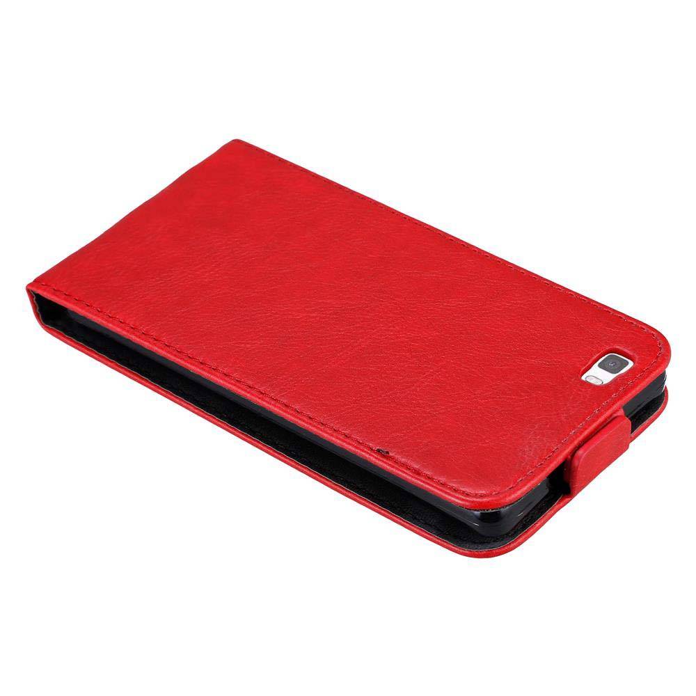 Cadorabo Hülle für Huawei P8 LITE 2015 Schutz Hülle in Rot Flip Etui Handyhülle Case Cover