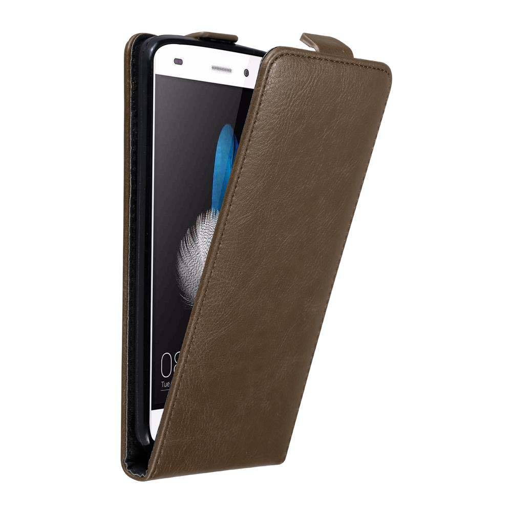 Cadorabo Hülle für Huawei P8 LITE 2015 Schutz Hülle in Braun Flip Etui Handyhülle Case Cover