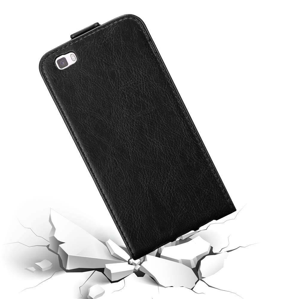 Cadorabo Hülle für Huawei P8 LITE 2015 Schutz Hülle in Schwarz Flip Etui Handyhülle Case Cover