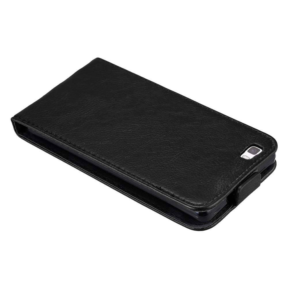 Cadorabo Hülle für Huawei P8 LITE 2015 Schutz Hülle in Schwarz Flip Etui Handyhülle Case Cover