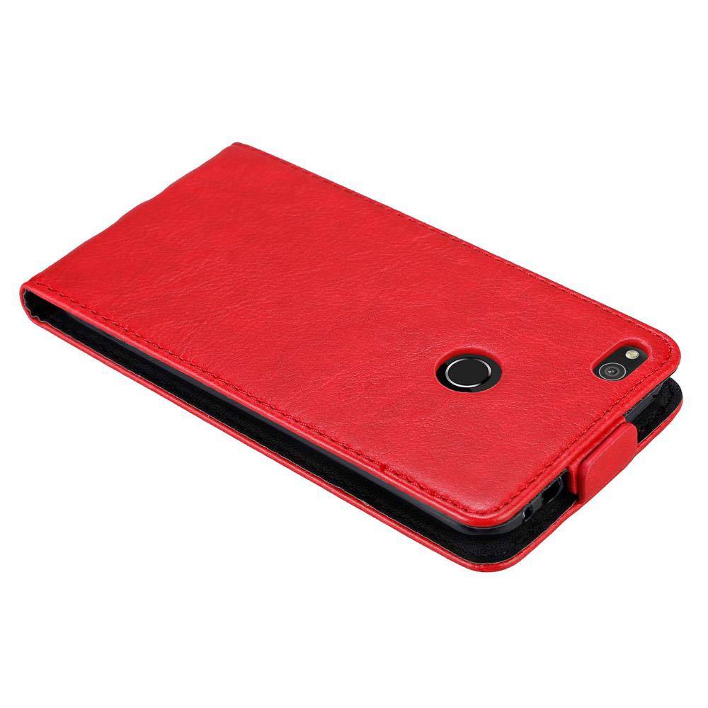 Cadorabo Hülle für Huawei P8 LITE 2017 / P9 LITE 2017 Schutz Hülle in Rot Flip Etui Handyhülle Case Cover