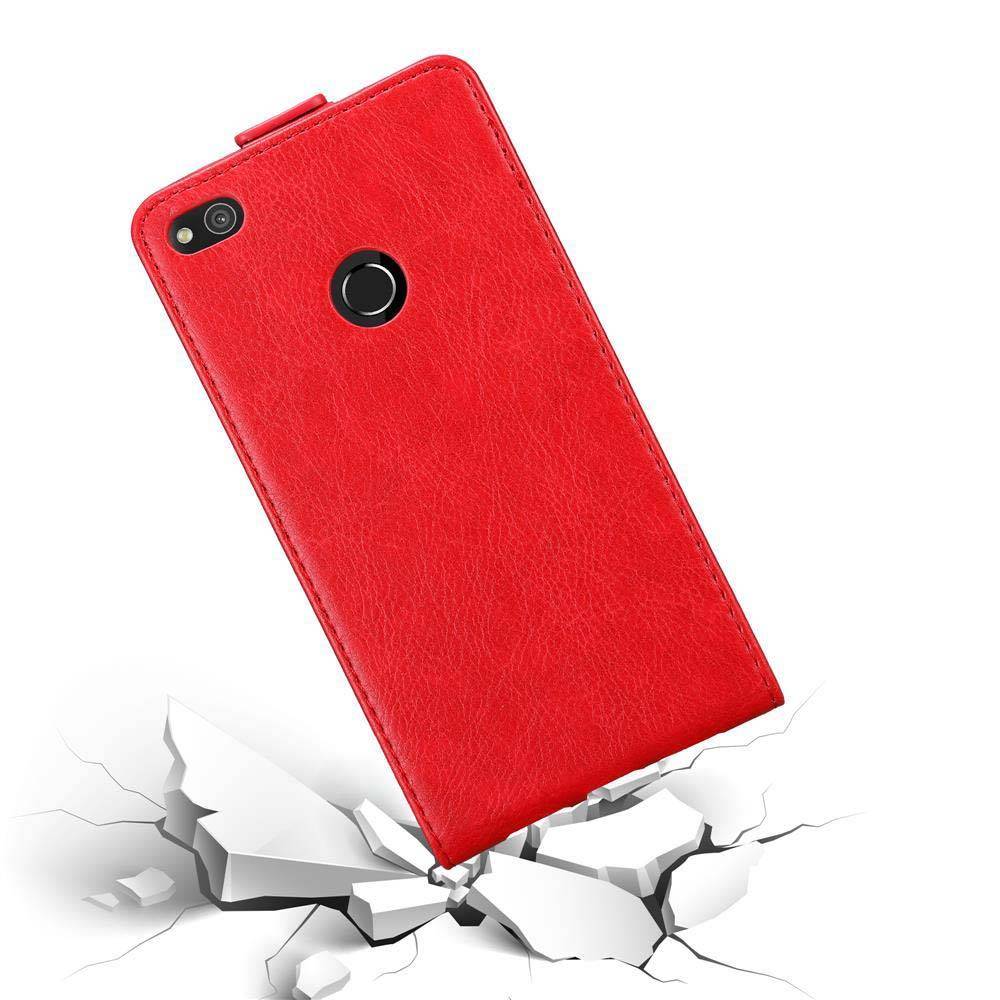 Cadorabo Hülle für Huawei P8 LITE 2017 / P9 LITE 2017 Schutz Hülle in Rot Flip Etui Handyhülle Case Cover