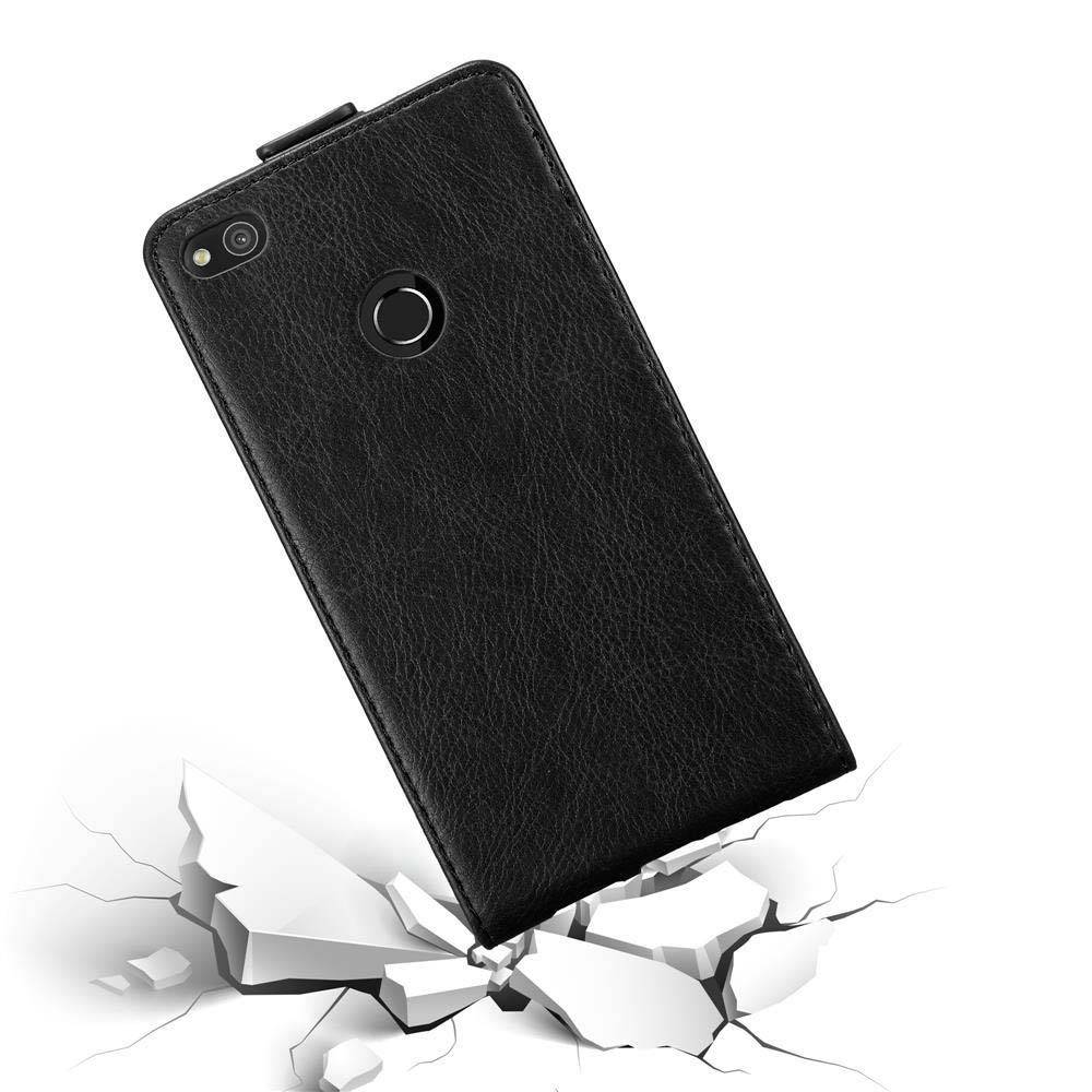 Cadorabo Hülle für Huawei P8 LITE 2017 / P9 LITE 2017 Schutz Hülle in Schwarz Flip Etui Handyhülle Case Cover