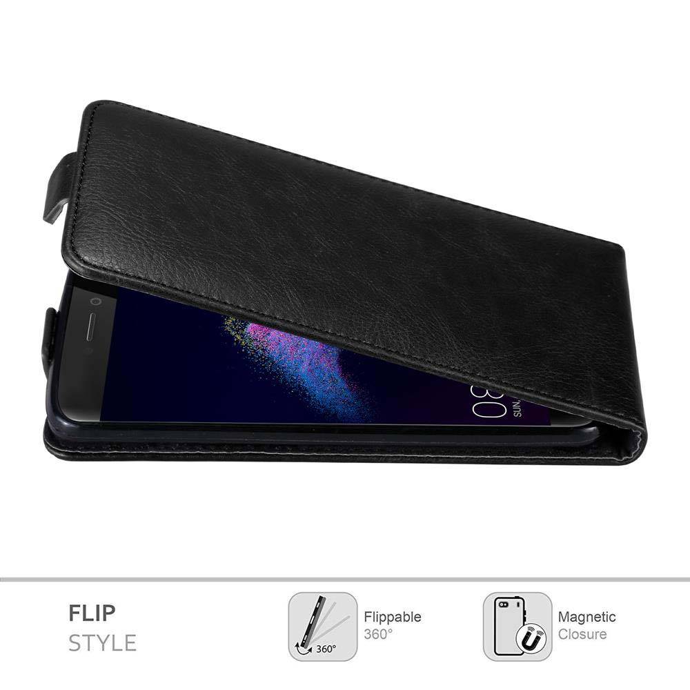 Cadorabo Hülle für Huawei P8 LITE 2017 / P9 LITE 2017 Schutz Hülle in Schwarz Flip Etui Handyhülle Case Cover