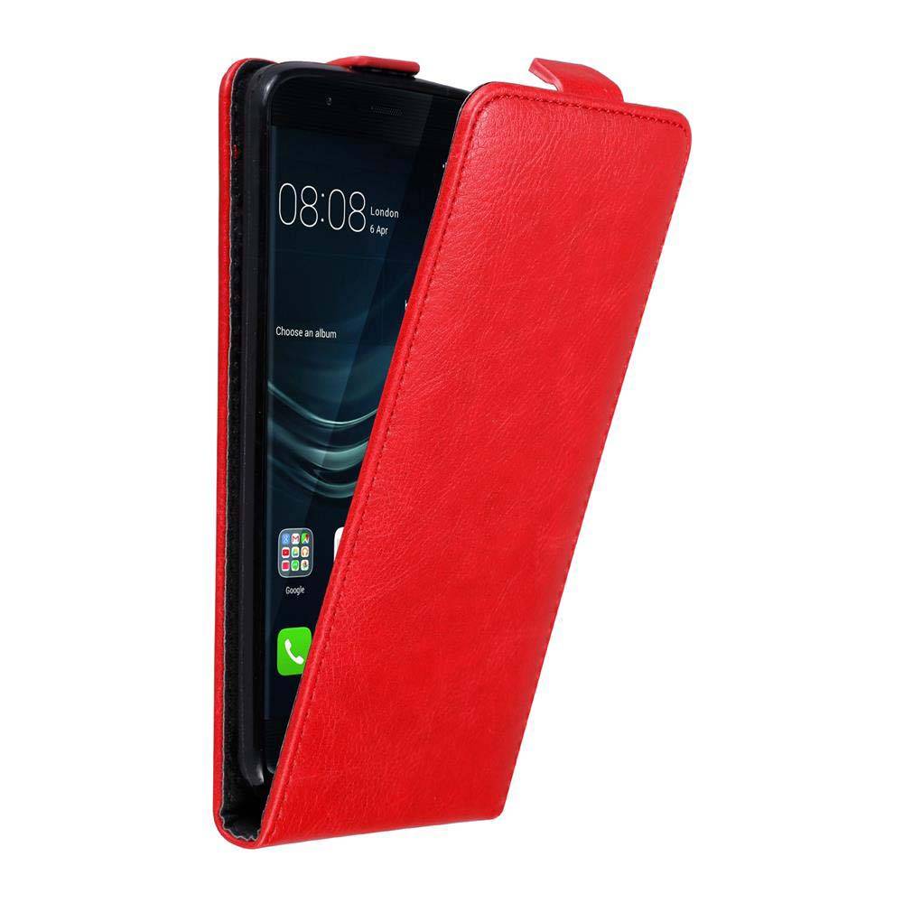 Cadorabo Hülle für Huawei P9 Schutz Hülle in Rot Flip Etui Handyhülle Case Cover
