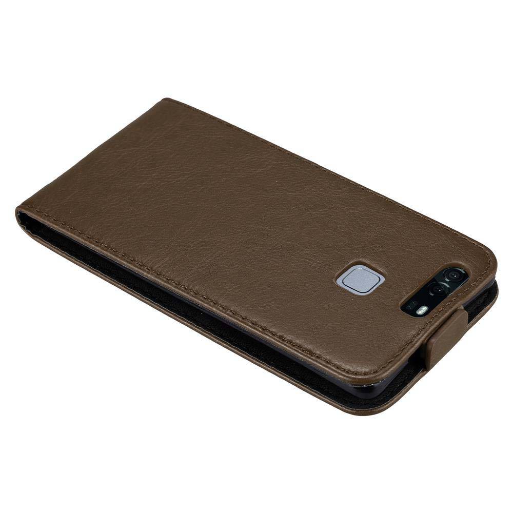 Cadorabo Hülle für Huawei P9 Schutz Hülle in Braun Flip Etui Handyhülle Case Cover