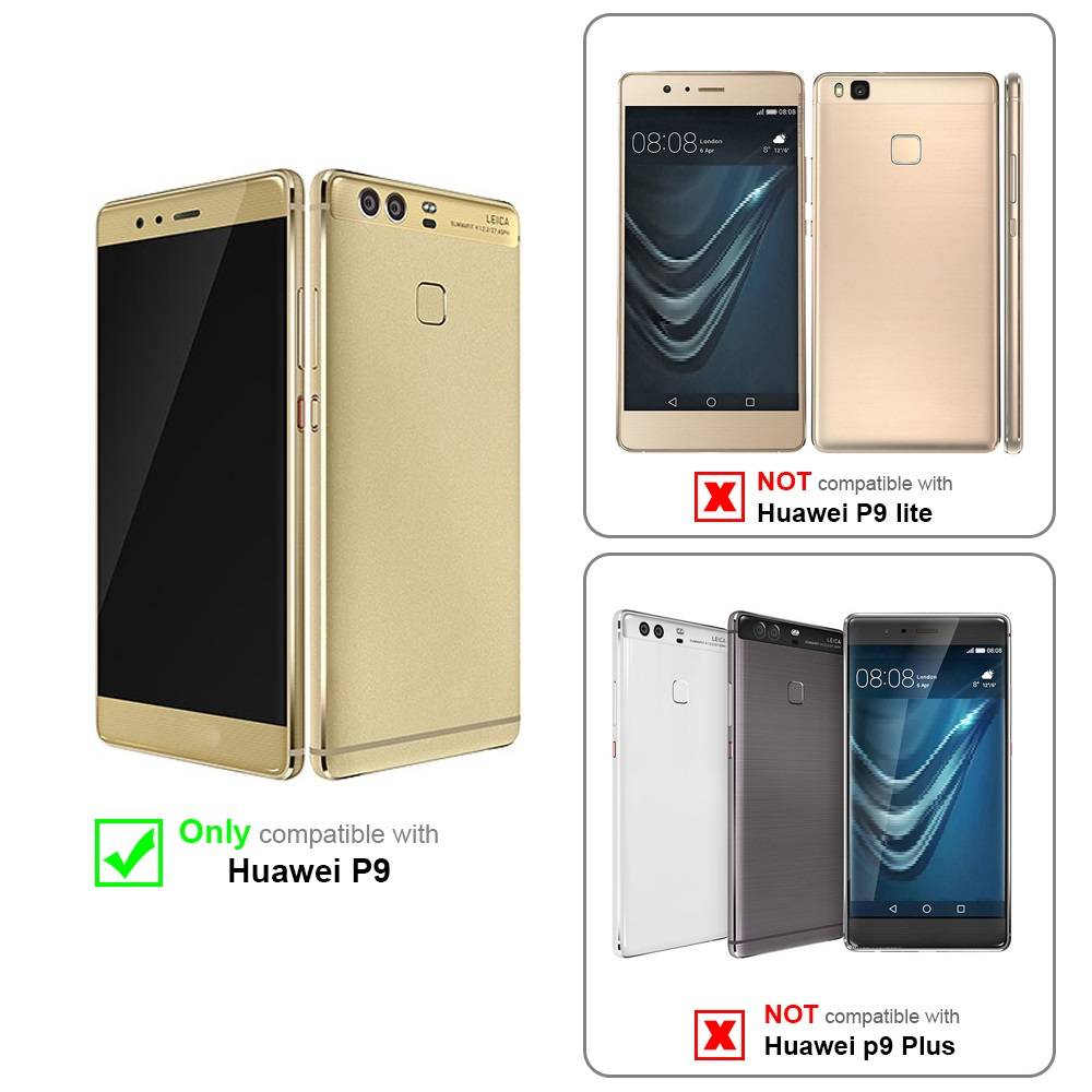 Cadorabo Hülle für Huawei P9 Schutz Hülle in Braun Flip Etui Handyhülle Case Cover