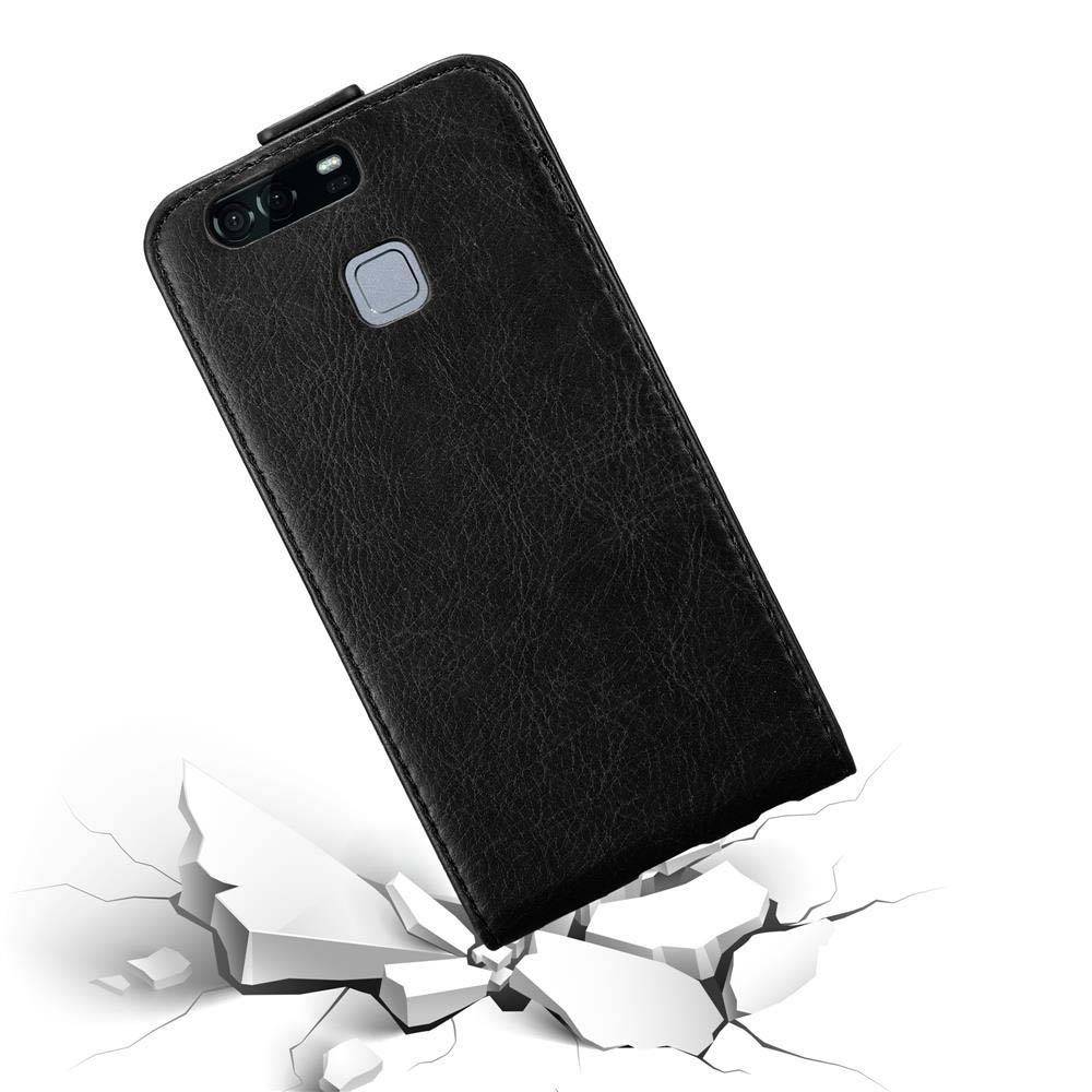Cadorabo Hülle für Huawei P9 Schutz Hülle in Schwarz Flip Etui Handyhülle Case Cover