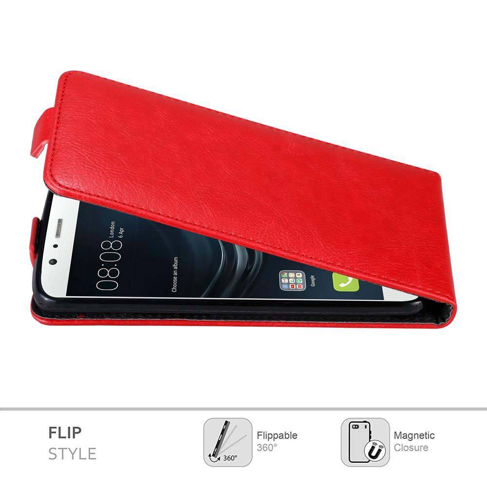 Cadorabo Hülle für Huawei P9 LITE 2016 / G9 LITE Schutz Hülle in Rot Flip Etui Handyhülle Case Cover