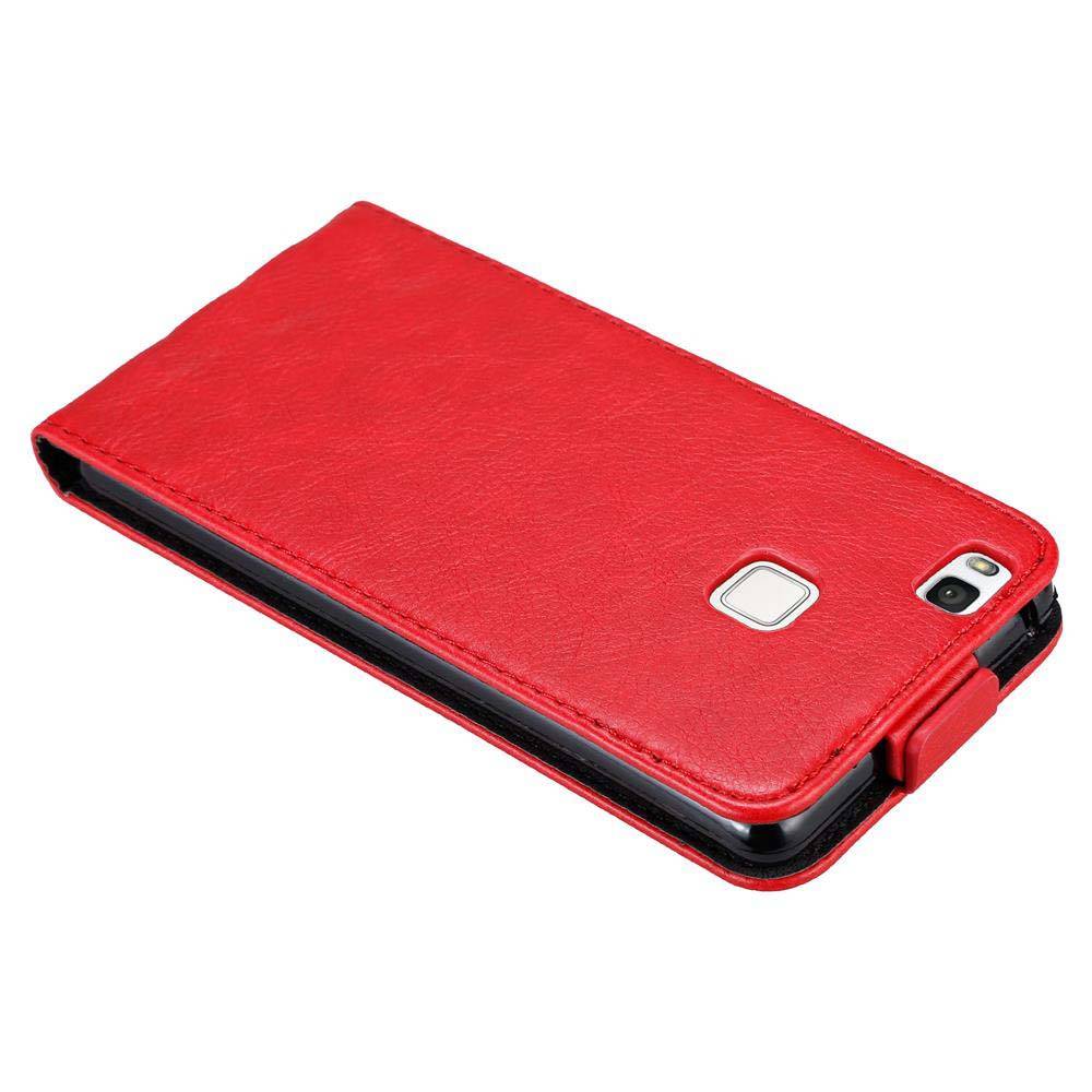 Cadorabo Hülle für Huawei P9 LITE 2016 / G9 LITE Schutz Hülle in Rot Flip Etui Handyhülle Case Cover