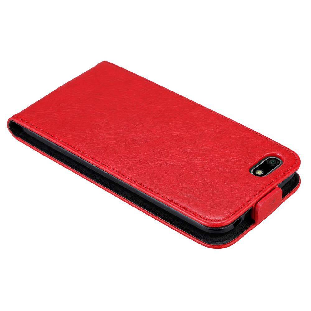 Cadorabo Hülle für Honor 7S / Huawei Y5 2018 Schutz Hülle in Rot Flip Etui Handyhülle Case Cover