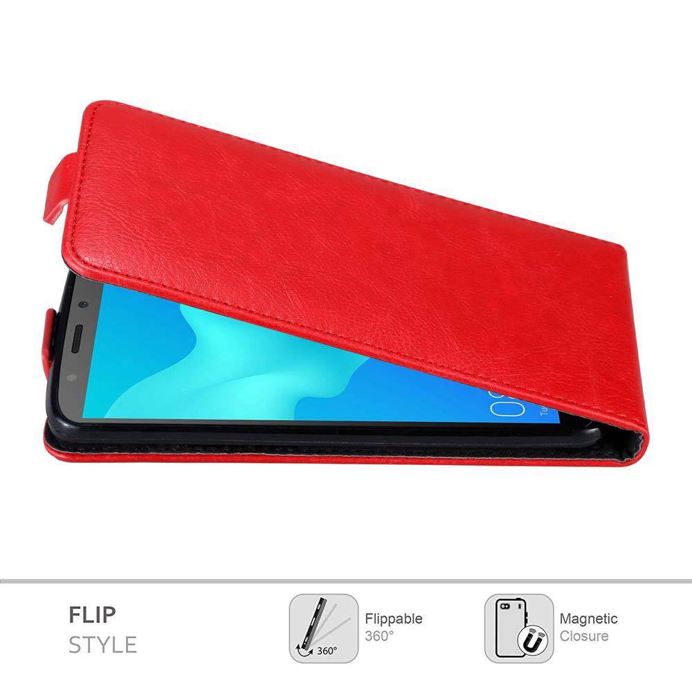 Cadorabo Hülle für Honor 7S / Huawei Y5 2018 Schutz Hülle in Rot Flip Etui Handyhülle Case Cover