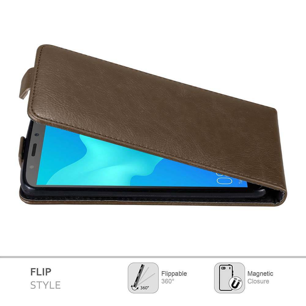 Cadorabo Hülle für Honor 7S / Huawei Y5 2018 Schutz Hülle in Braun Flip Etui Handyhülle Case Cover