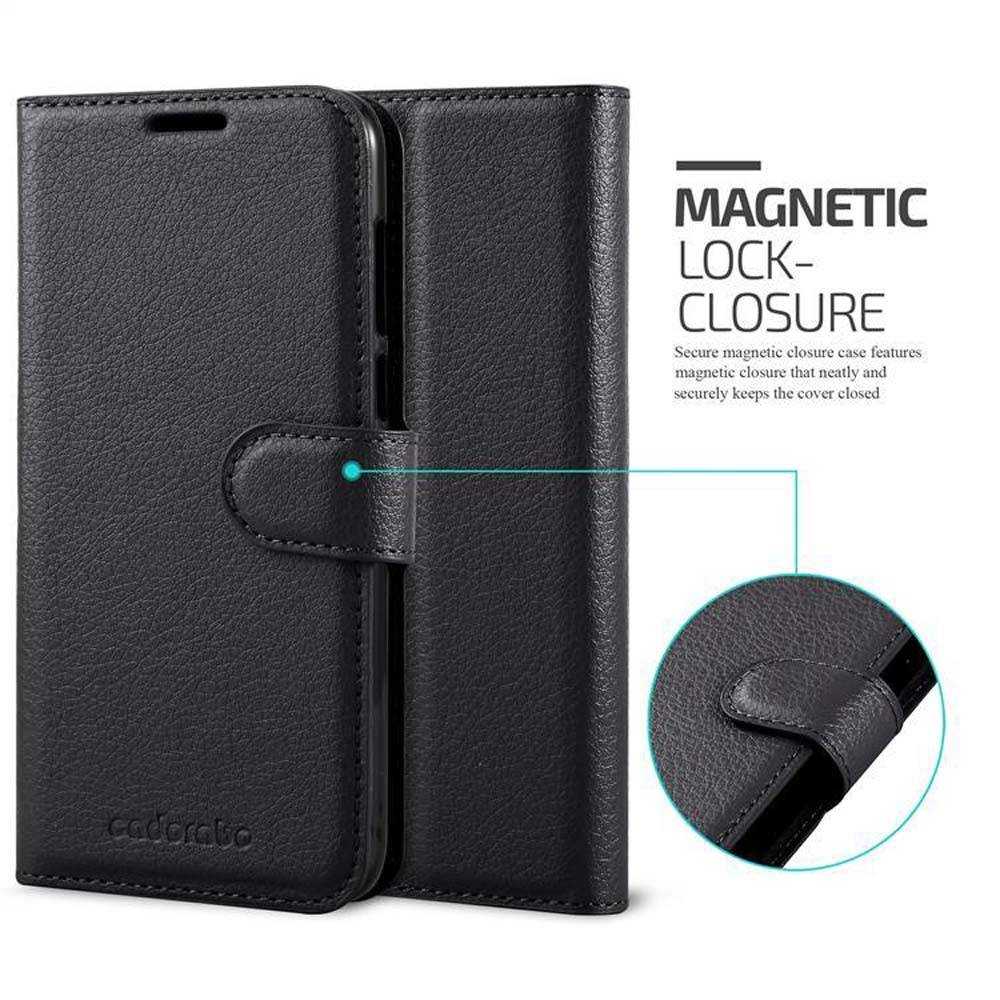 Cadorabo Hülle für Huawei Y5 PRIME 2018 / Y5 2018 Schutz Hülle in Schwarz Handyhülle Etui Case Cover Magnetverschluss