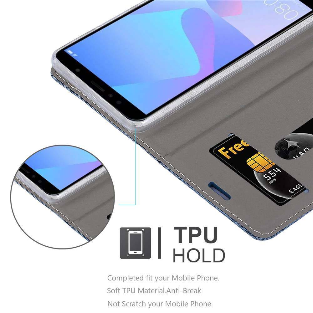 Cadorabo Hülle für Huawei Y6 PRIME Schutzhülle in Blau Handy Hülle Etui Book Case Cover