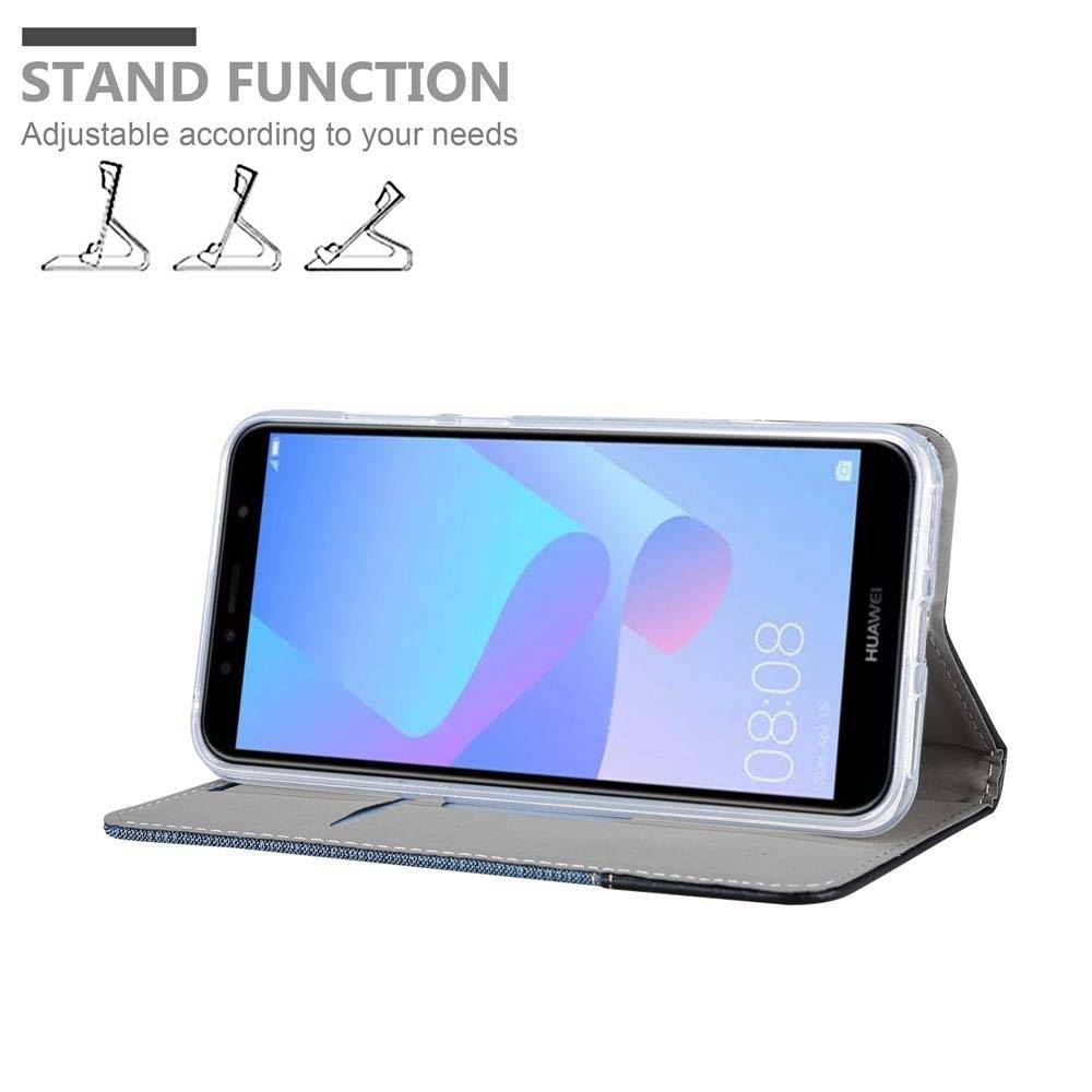 Cadorabo Hülle für Huawei Y6 PRIME Schutzhülle in Blau Handy Hülle Etui Book Case Cover